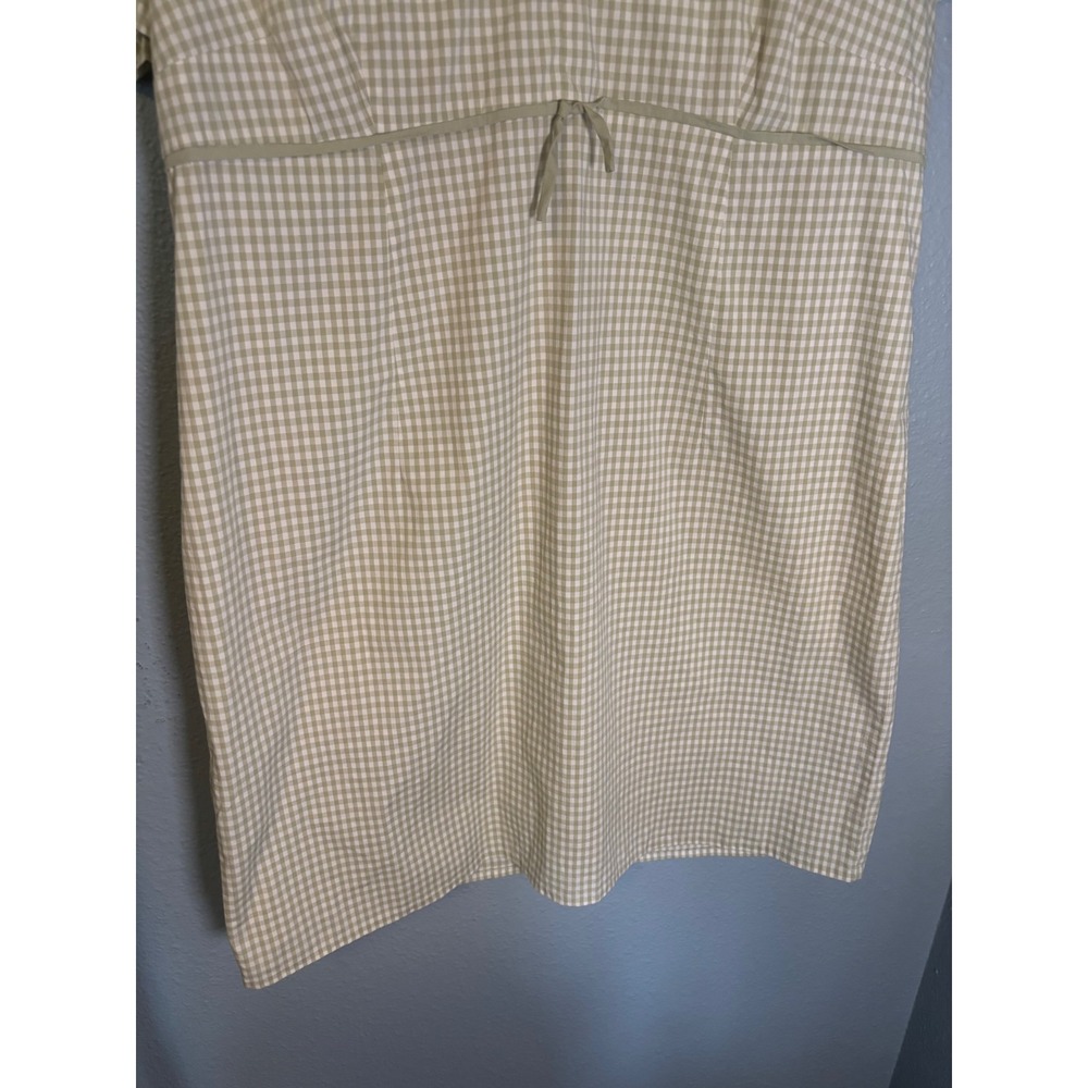 Vintage Eddie Bauer Sage Green Gingham Empire Waist Dress Petite 18 Cotton - Picture 4 of 7